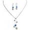 Tinkerbell Necklace Earrings AB Sapphire Crystals Ivory Pearls