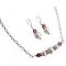 Ivory Pearls Fuchsia Crytals Valentine Jewelry Set