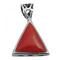 Coral Inlay Triangle Shaped Sterling Silver Pendant