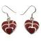 Trendy Coral Red Heart Earrings Sterling Silver