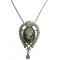Gray Crown Queen Cameo Pendant Rhodium Plated Chain Gray Crown Queen Cameo Pendant Rhodium Plated Chain