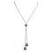 Silver Rhodium Oyster Shell & Mauve Pearl Lariat Necklace Silver Rhodium Oyster Shell & Mauve Pearl Lariat Necklace