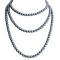 Triple Stranded Medium Gray Pearls Handmade Long Necklace Triple Stranded Medium Gray Pearls Handmade Long Necklace