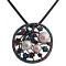 Floral Round Oxidised Pendant With Muli Colored Crystals Floral Round Oxidised Pendant With Muli Colored Crystals