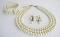 Elegant Three Stranded Ivory Necklace Bracelet Bridal Set