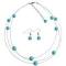 Illusion Floating Turquoise Blue Pearls Tripl Stranded Necklace