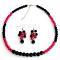 Magenta Black Pearl Necklace With Grape Earrings Magenta Black Pearl Necklace With Grape Earrings