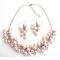 Soft Pink Pearl Chunky Beaded Necklace With Grape Earring Soft Pink Pearl Chunky Beaded Necklace With Grape Earring