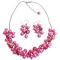 Bridesmaid Affordable Hot Pink Beaded Cluster Necklace Set