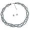 Three Strands Twisted Gray Pearls Wedding Jewelry Three Strands Twisted Gray Pearls Wedding Jewelry