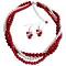 Chunky Twisted Red, Coral & White Three Strands Pearls Necklace Chunky Twisted Red, Coral & White Three Strands Pearls Necklace