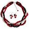 Braided Twisted Chunky Red, White & Black Pearls Jewelry Set Braided Twisted Chunky Red, White & Black Pearls Jewelry Set