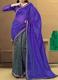 Bhagalpuri Silk Saree Half & Half in Blue / Black /w White Motif Bhagalpuri Silk Saree Half & Half in Blue / Black /w White Motif