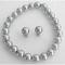 Classy Gray Pearls Stretchable Bracelet Stud Earrings