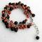 Halloween Style Bracelet Cluster Beaded Chunky Orange Black Pearl