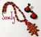 Hand Carved peacock Set In Clay - Red and Black Combo