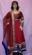 Designer Anarkali Kurta & Pant Suit in Red #3714 Designer Anarkali Kurta & Pant Suit in Red #3714