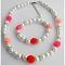 Children's Pearl Jewelry with Rose White Pearls Necklace Bracelet Children's Pearl Jewelry with Rose White Pearls Necklace Bracelet