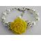 White Pearl Bracelet Bracelet with Yellow Flowers