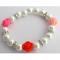 White Pearl Multi Color Flower Bracelet /w Rhinestones