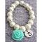 Personalized Flower Girl Bracelet with Mint Green Flower Dangling