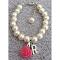 Ivory Pink Pearl Bracelet Flower Girl Personalize Bracelet W/ Initial