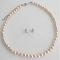 Pale Lite Pink Blush Pearl Necklace Stud Earrings Set 