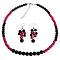 Magenta Black Pearl Necklace & Grape Earrings Set