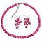 Fuchsia Pearl Necklace Cluster Earrings Set