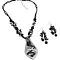 Murano Glass Pendant Leaf Shaped with Dangling Earrings