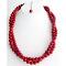 Holiday Gift Red Jewelry Twisted Red Pearl Double strand Necklace Holiday Gift Red Jewelry Twisted Red Pearl Double strand Necklace