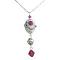 Lampwork Bead Dangling w/ Swarovski Fuchsia Crystals Necklace Lampwork Bead Dangling w/ Swarovski Fuchsia Crystals Necklace