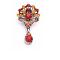 Orange Siam Red Crystal Brooch Bouquet /w Dangling Teardrop Orange Siam Red Crystal Brooch Bouquet /w Dangling Teardrop