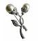 Beautiful Cubic Zircon Silver Tone Stem Pearls Bud Brooch 