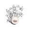 Ivory Pearls w/ Clear Crystals Employee Christmas Holiday Gift Brooch 