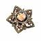 Dainty Copper Flower Smoked Topaz Crystals Brooch