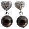 Valentine Gift Heart Post Earrings Deep Brown Pearl