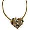 Heart Shaped Gold Pendant w/ Pearls & Rhinestones Necklace 