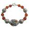 Fall Color Orange Carnelian w/ Kashmiri Bead Bracelet 