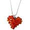 Fire Opal Swarovski Crystals Autumn 3D Puffy Heart Pendant Necklace 