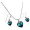 Heart Jewelry Set Dark Sapphire Crystals 18mm Swarovski Sapphire Heart