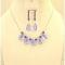 Purple Glass Teardrop Necklace Set Purple Velvet Crystals Bridesmaid 