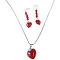Red Siam Crystals Heart Pendant & Earrings Swarovski Heart 