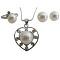 Oyster Shell White Pearls Heart Pendant Stud Earring & Ring Oyster Shell White Pearls Heart Pendant Stud Earring & Ring