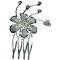 Silver Plated Net Flower Rhinestone Hair Tiara Comb