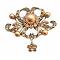 Vintage Antique Copper with Flower Dangling Antique Gold Brooch