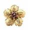 Gold Flower Petals with Smoked Topaz & Topaz Bridal Brooch 2 x 2"