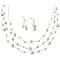 Three Stranded Silk Thread White Freshwater Pearls Crystals Jewelry 