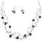 Dark Blue White Freshwater Pearls Jewelry Three Stranded Silk Necklace Dark Blue White Freshwater Pearls Jewelry Three Stranded Silk Necklace