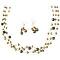 Swarovski Khakhi Crystals Freshwater Pearls Necklace Golden Dark Green 